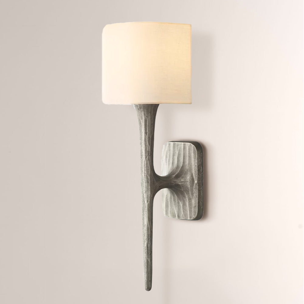 Kael Vintage Forged Linen Shaded Wall Sconce 20”H
