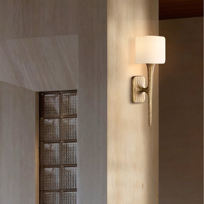 Kael Vintage Forged Linen Shaded Wall Sconce 20”H