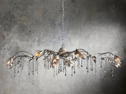 Kalie Crystal Rectangular Chandelier 61"  71“ - Silver