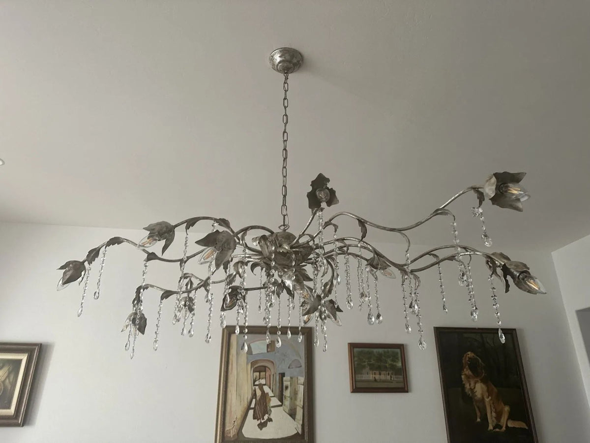 Kalie Crystal Rectangular Chandelier 61"  71“ - Silver