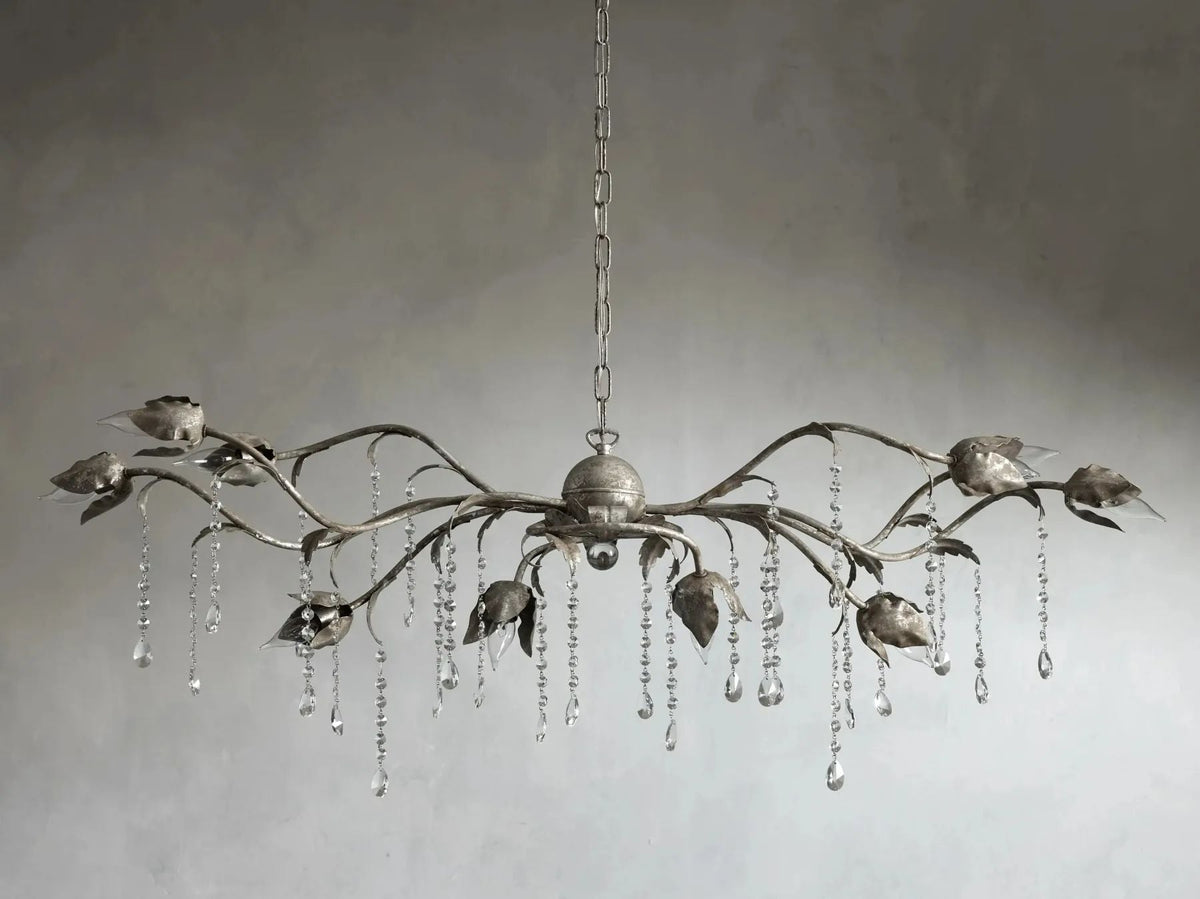 Kalie Crystal Rectangular Chandelier 52"- Silver