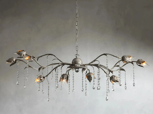 Kalie Crystal Rectangular Chandelier 52"- Silver
