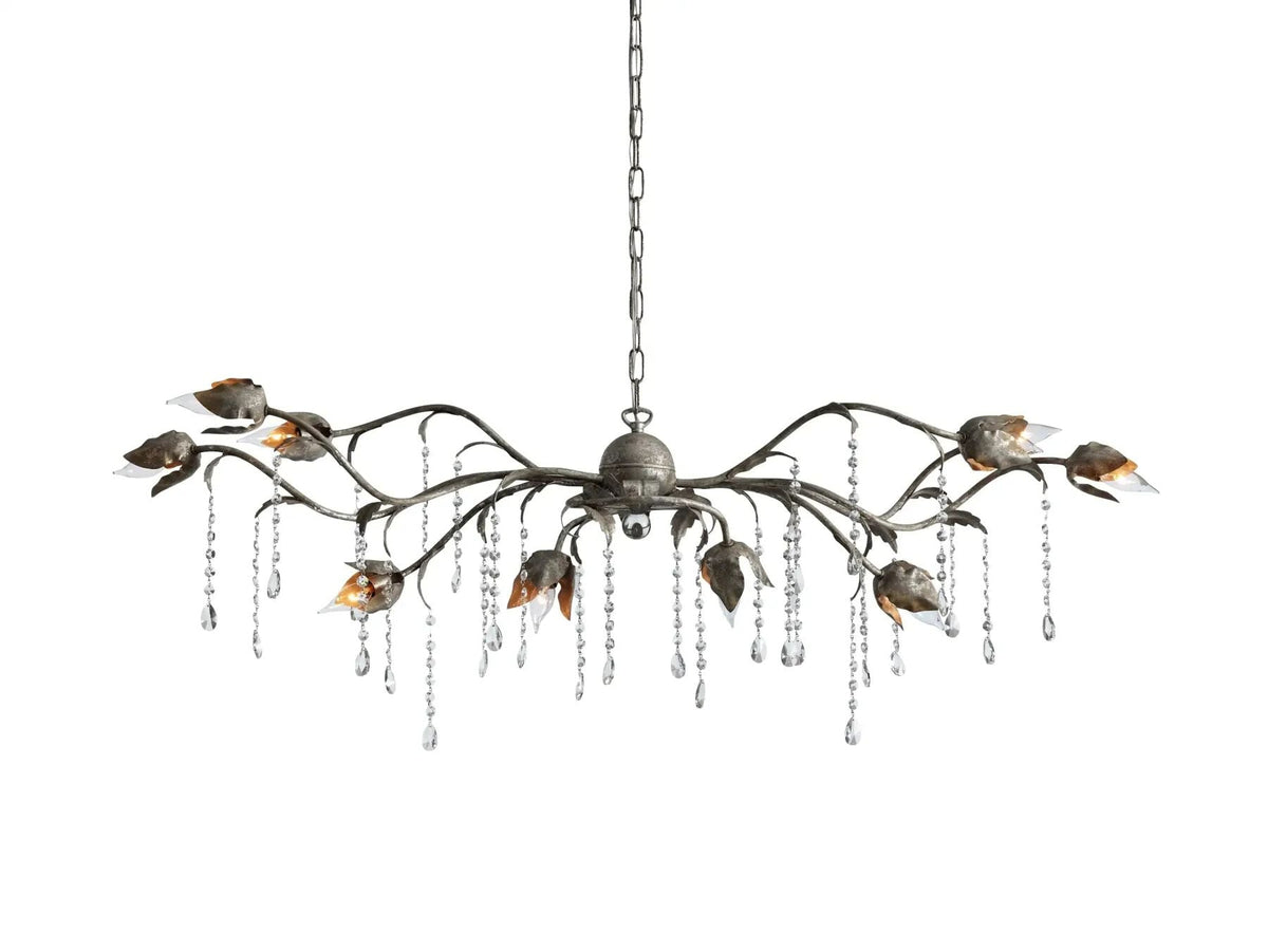 Kalie Crystal Rectangular Chandelier 52"- Silver