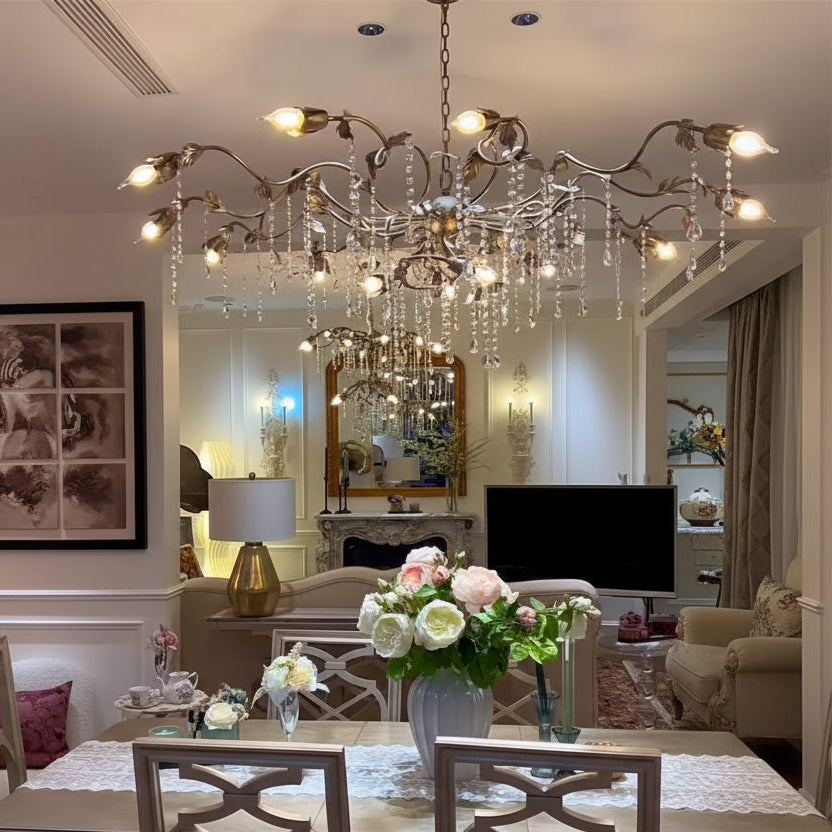 Kalie Crystal Round Chandelier  40" D- Silver