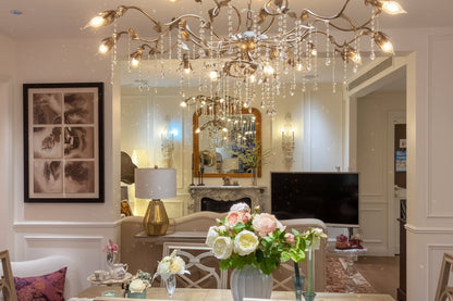 Kalie Crystal Rectangular Chandelier 61"  71“ - Silver