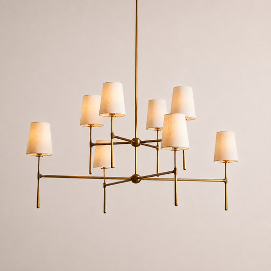 Kyler 2 Tiers Round Linen Shade Chandelier 48"D