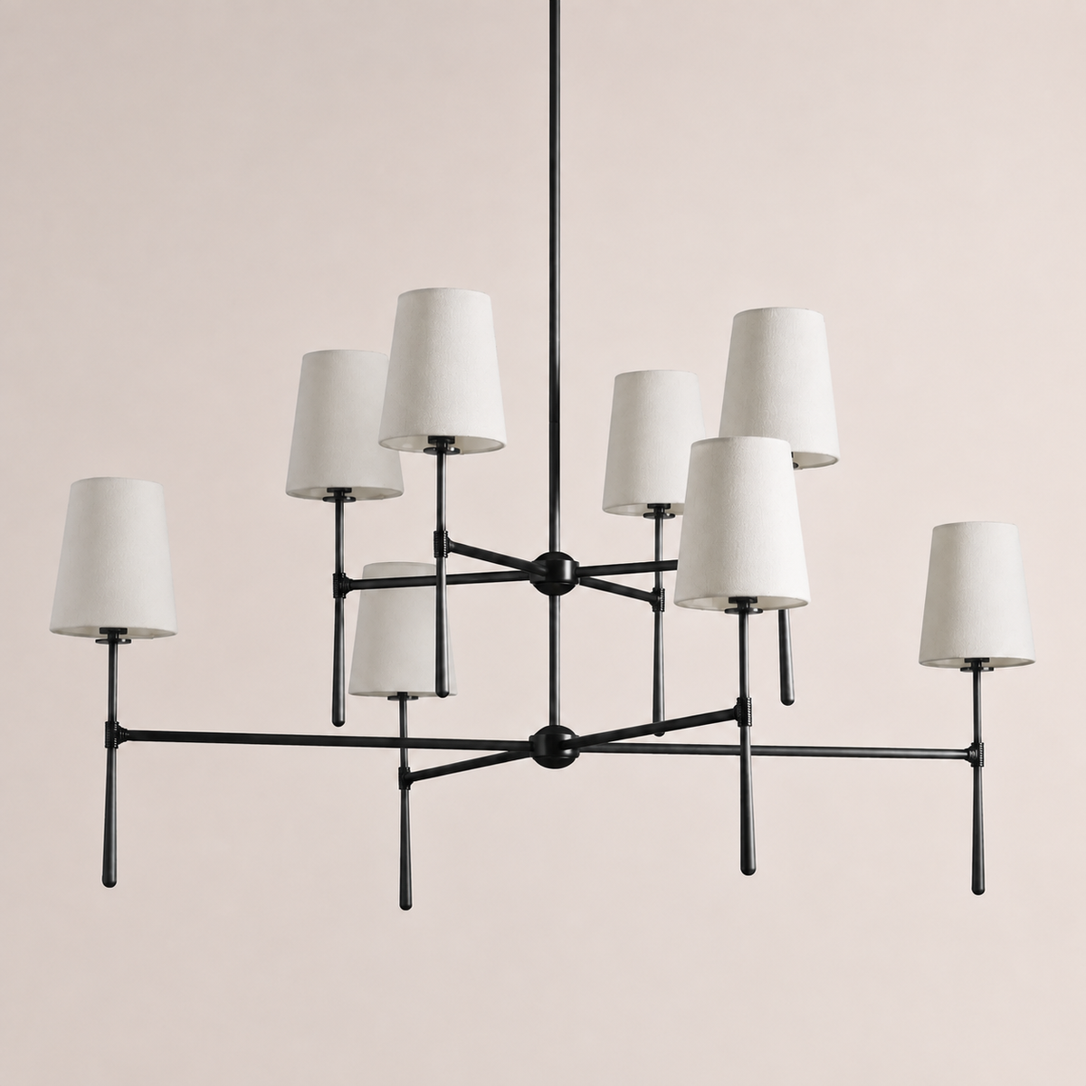 Kyler 2 Tiers Round Linen Shade Chandelier 48"D