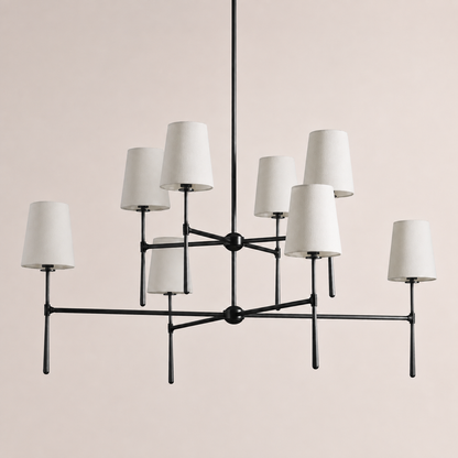 Kyler 2 Tiers Round Linen Shade Chandelier 48"D