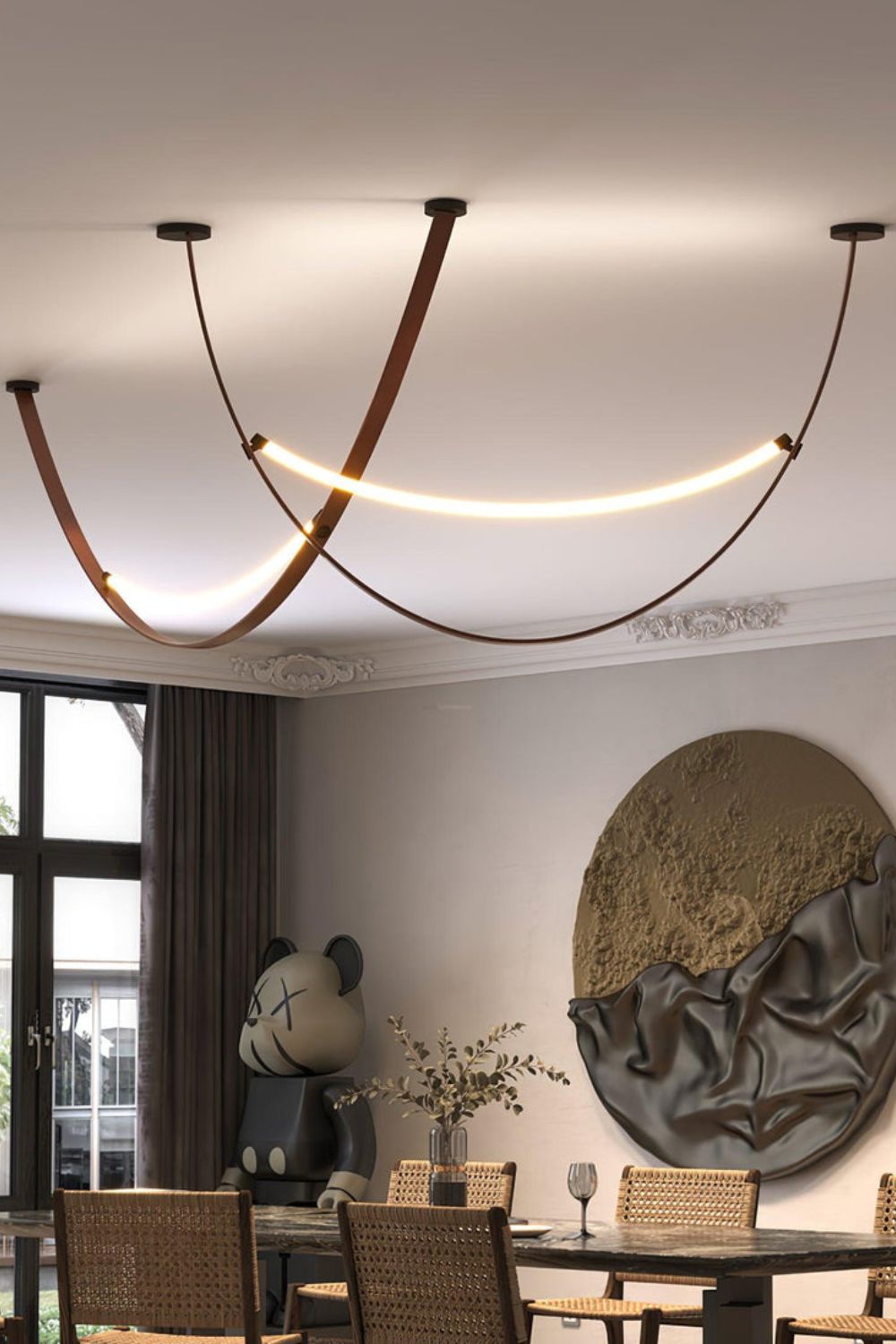 Leather Arc Loop Pendant Light - view 4 | everlamps
