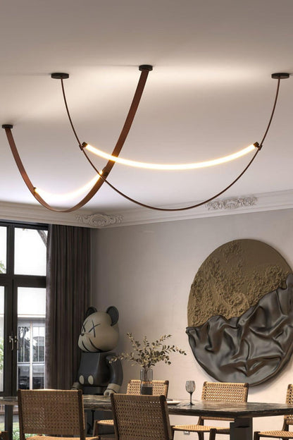 Leather Arc Loop Pendant Light - view 4 | everlamps