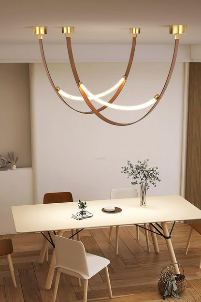 Leather Arc Loop Pendant Light - view 2 | everlamps