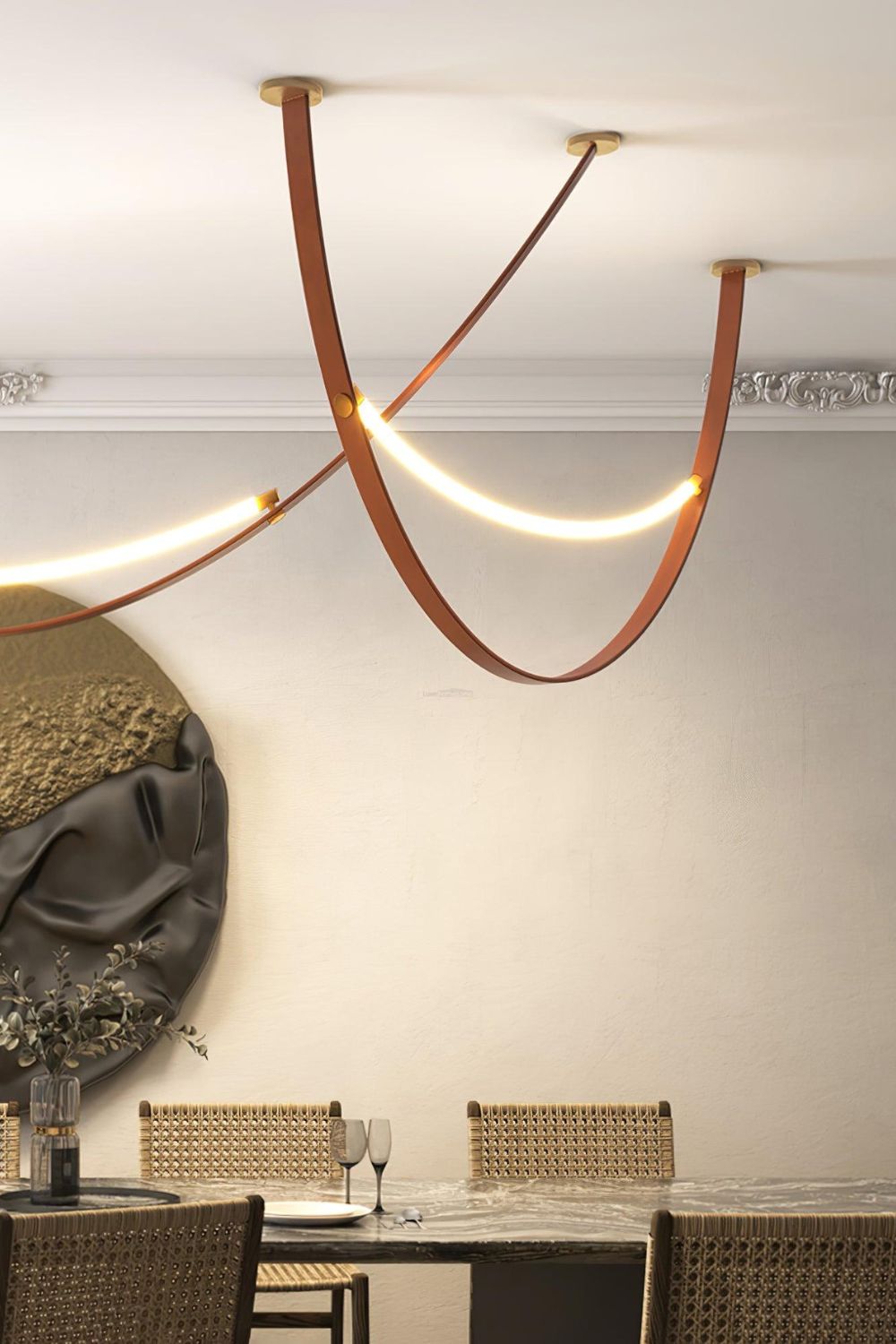 Leather Arc Loop Pendant Light - view 5 | everlamps