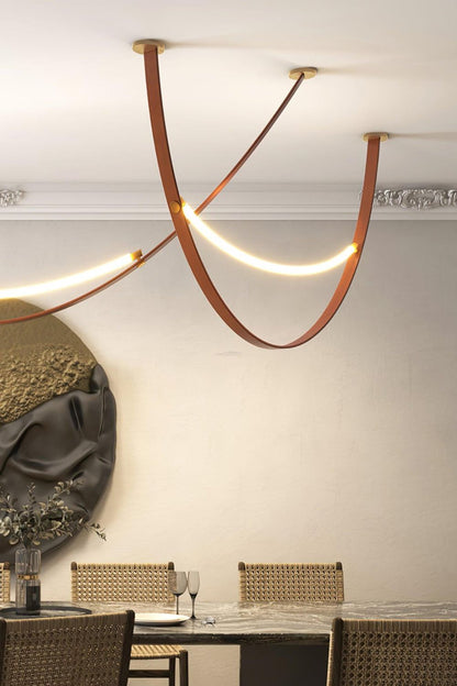 Leather Arc Loop Pendant Light - view 5 | everlamps