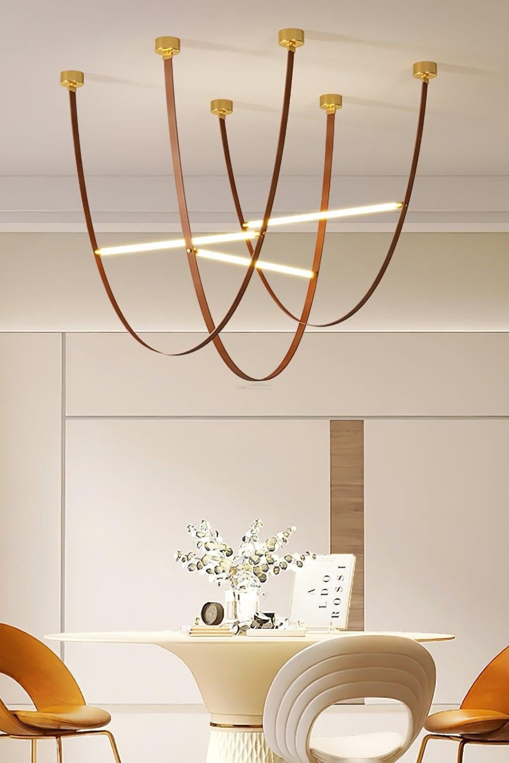 Leather Arc Loop Pendant Light - view 3 | everlamps