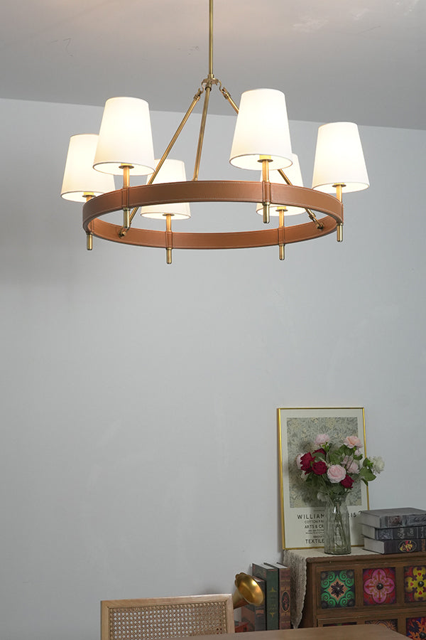 Leather Halo Ring Chandelier - view 15 | everlamps