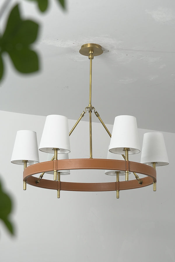 Leather Halo Ring Chandelier - view 16 | everlamps