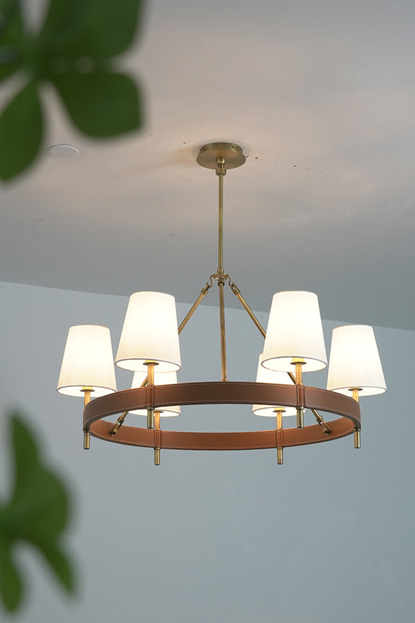 Leather Halo Ring Chandelier - view 12 | everlamps