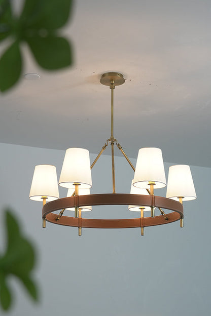 Leather Halo Ring Chandelier - view 12 | everlamps
