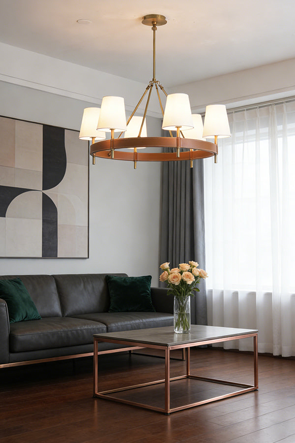 Leather Halo Ring Chandelier - view 6 | everlamps