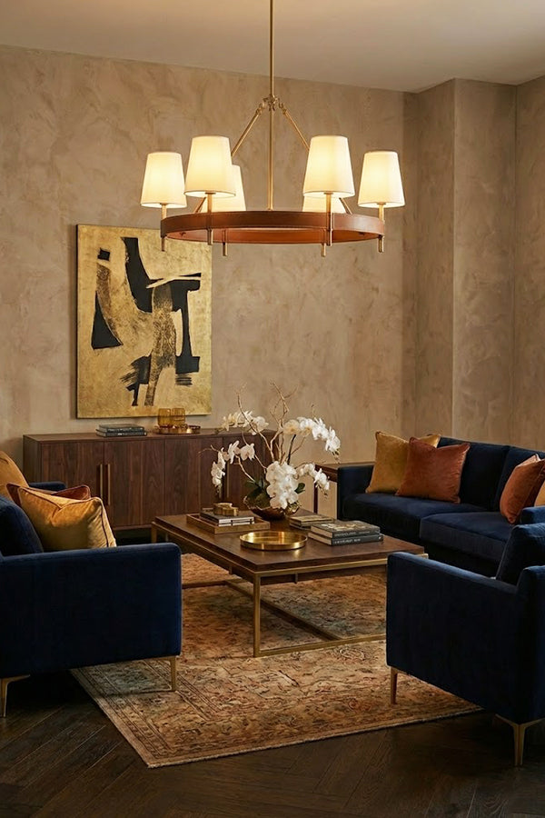 Leather Halo Ring Chandelier - view 4 | everlamps