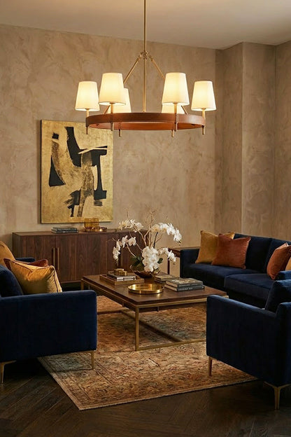 Leather Halo Ring Chandelier - view 4 | everlamps