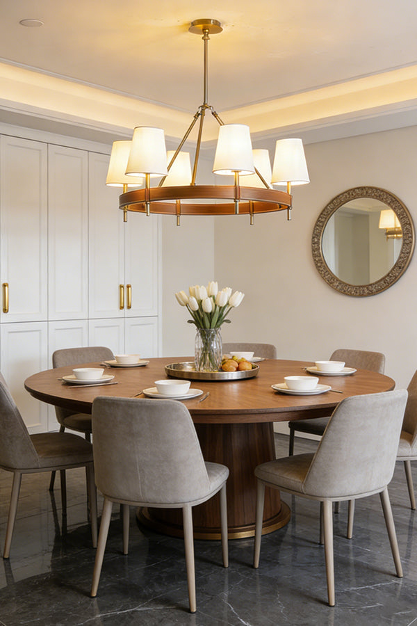 Leather Halo Ring Chandelier - view 3 | everlamps