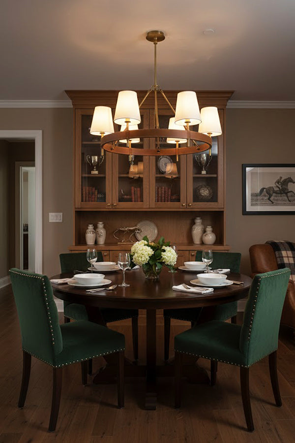 Leather Halo Ring Chandelier - view 7 | everlamps