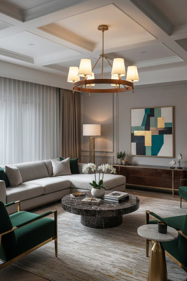 Leather Halo Ring Chandelier - view 11 | everlamps