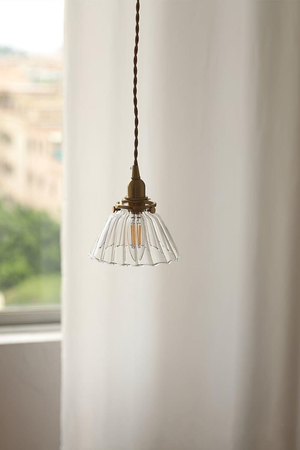 Ledbury Retro Ribbed Glass Pendant Light - view 8 | everlamps