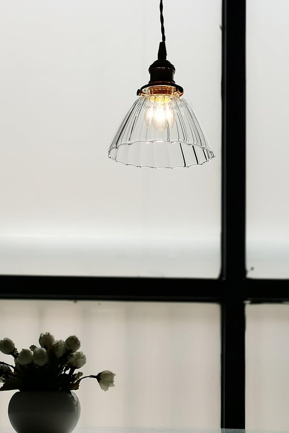 Ledbury Retro Ribbed Glass Pendant Light - view 9 | everlamps