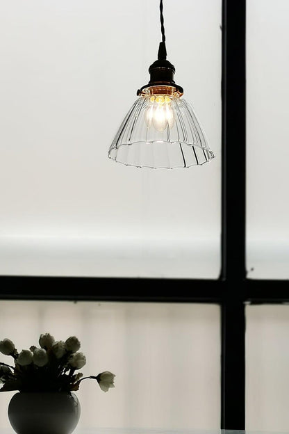 Ledbury Retro Ribbed Glass Pendant Light - view 9 | everlamps
