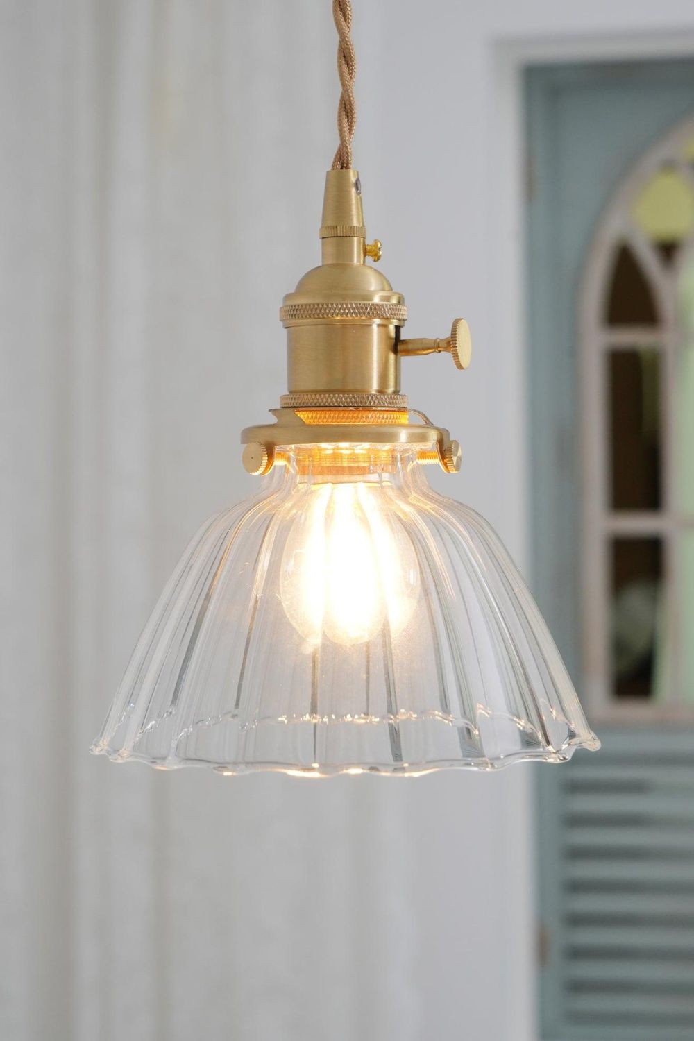 Ledbury Retro Ribbed Glass Pendant Light - view 12 | everlamps