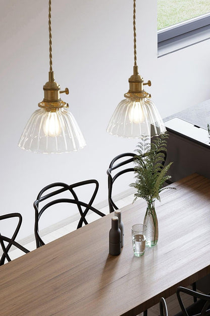 Ledbury Retro Ribbed Glass Pendant Light - view 5 | everlamps