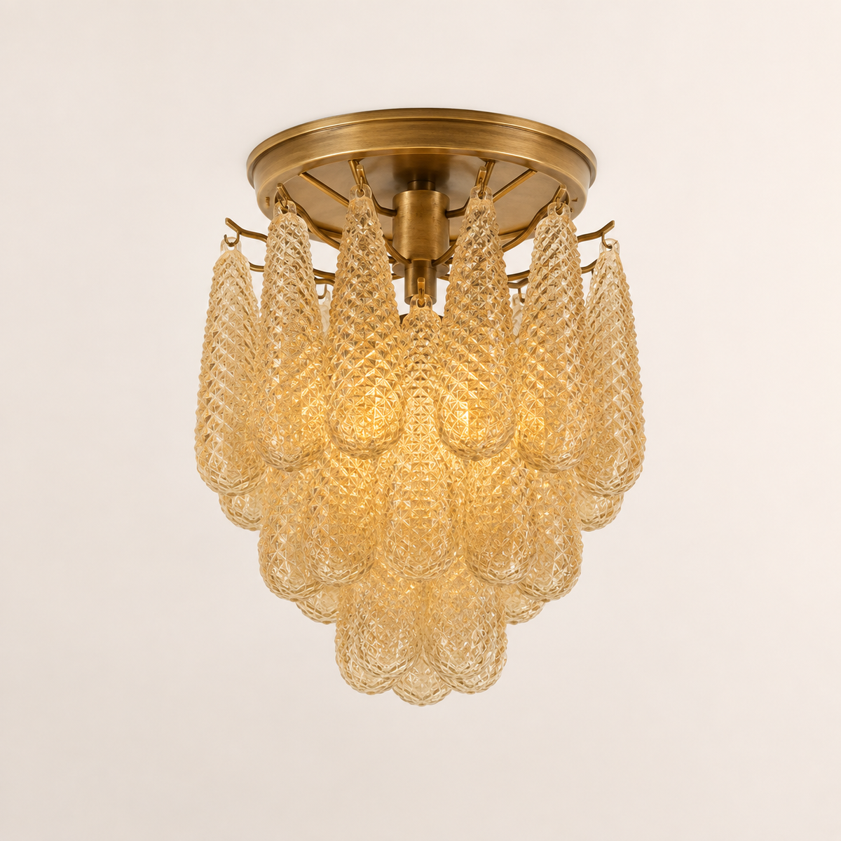 Lira Handblown Glass Drop Chandelier 21" D 41 Drops Amber