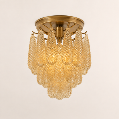 Lira Handblown Glass Drop Chandelier 21" D 41 Drops Amber