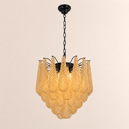 Lira Handblown Glass Drop Chandelier 21" D 41 Drops Amber