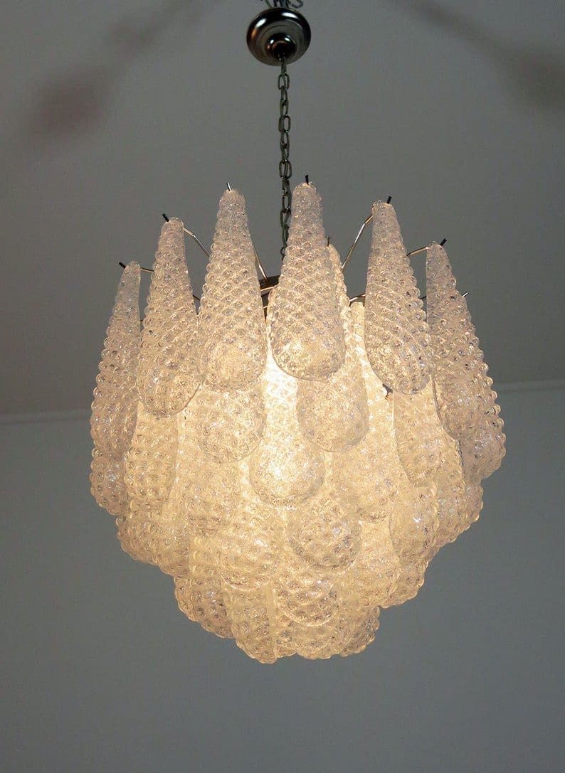 Lira Handblown Glass Drop Chandelier 21" D 41 Drops Clear