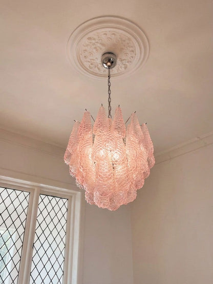 Lira Handblown Glass Drop Chandelier 21" D 41 Drops Pink