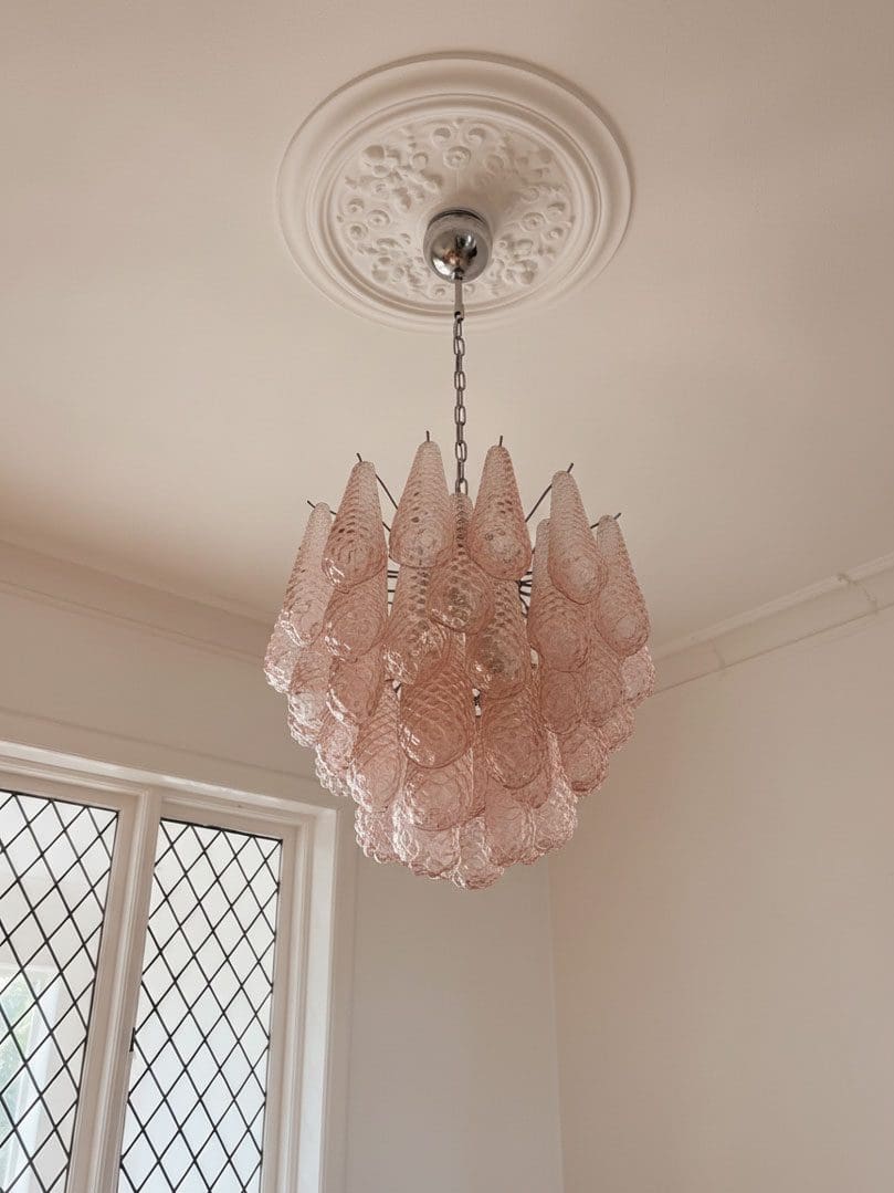 Lira Handblown Glass Drop Chandelier 21" D 41 Drops Pink