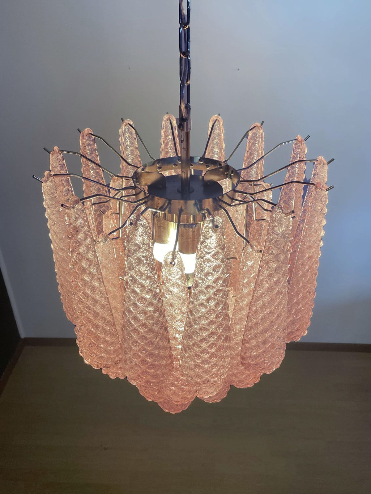 Lira Handblown Glass Drop Chandelier 21" D 41 Drops Pink