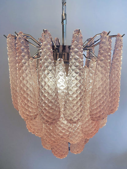 Lira Handblown Glass Drop Chandelier 21" D 41 Drops Pink