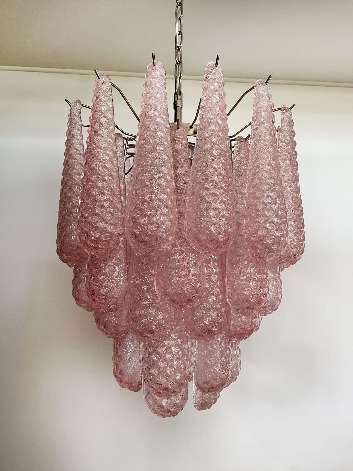 Lira Handblown Glass Drop Chandelier 21" D 41 Drops Pink