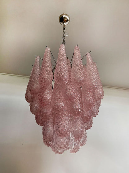 Lira Handblown Glass Drop Chandelier 21" D 41 Drops Pink