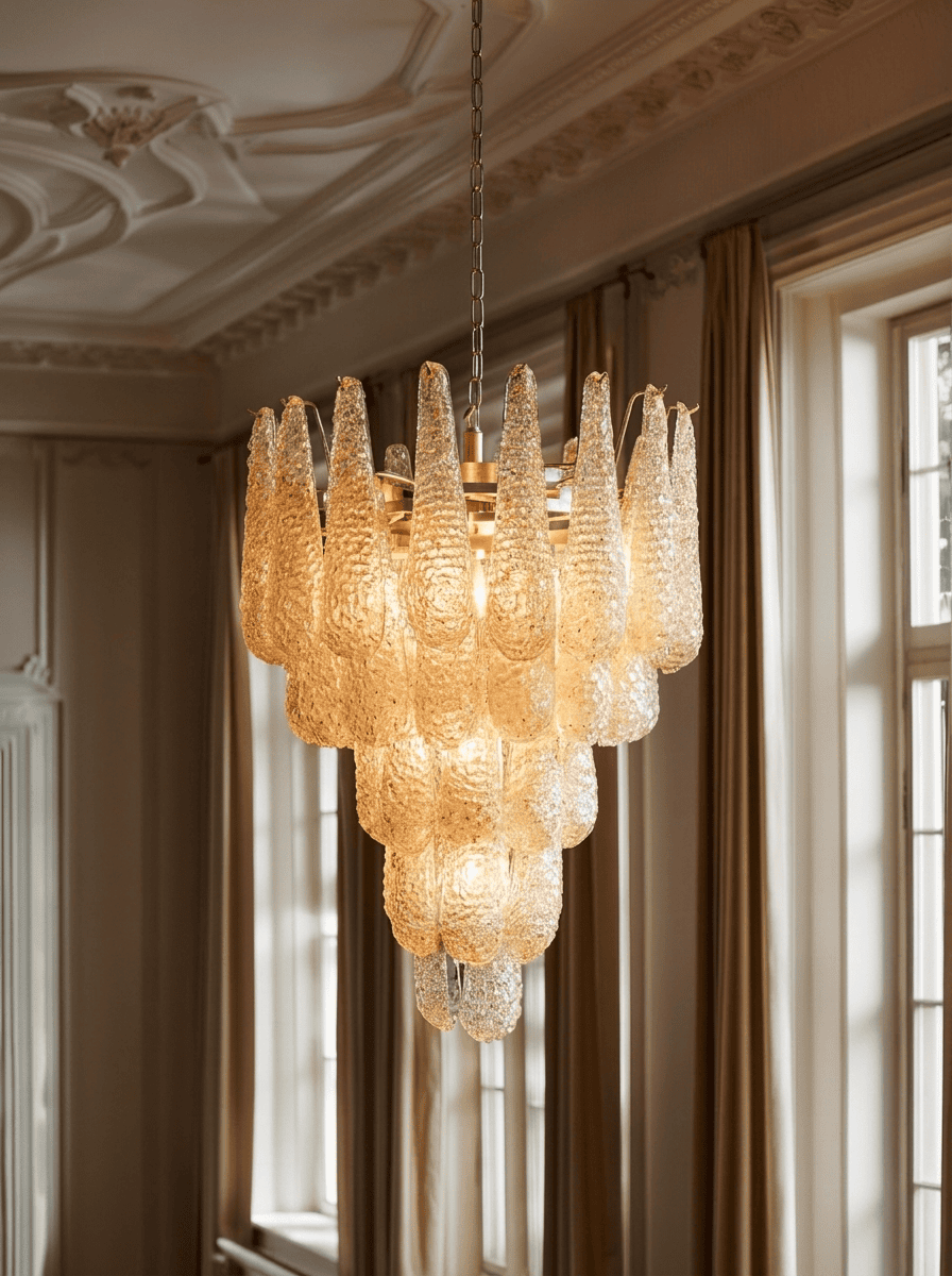 Lira Handblown Glass Drop Chandelier 26" D 52 Drops Amber