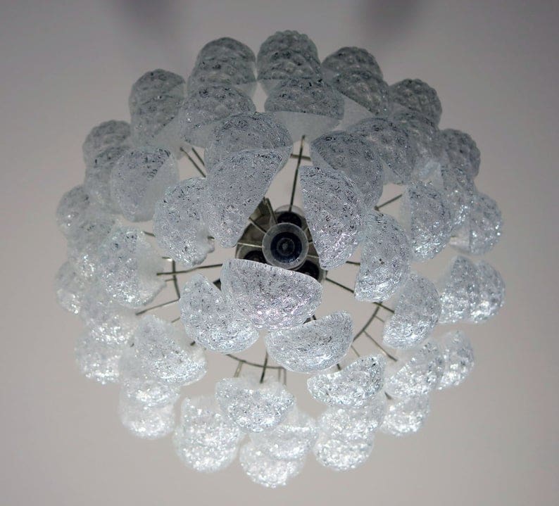 Lira Handblown Glass Drop Chandelier 26" D 52 Drops Clear