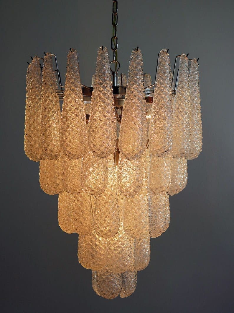 Lira Handblown Glass Drop Chandelier 26" D 52 Drops Clear