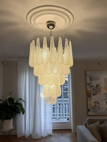 Lira Handblown Glass Drop Chandelier 26" D 52 Drops Clear