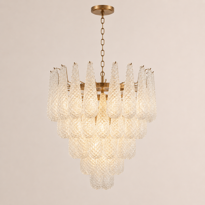 Lira Handblown Glass Drop Chandelier 26" D 52 Drops Clear