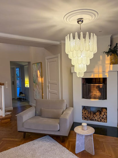 Lira Handblown Glass Drop Chandelier 26" D 52 Drops Clear