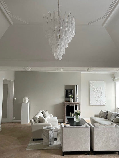 Lira Handblown Glass Drop Chandelier 26" D 52 Drops Clear
